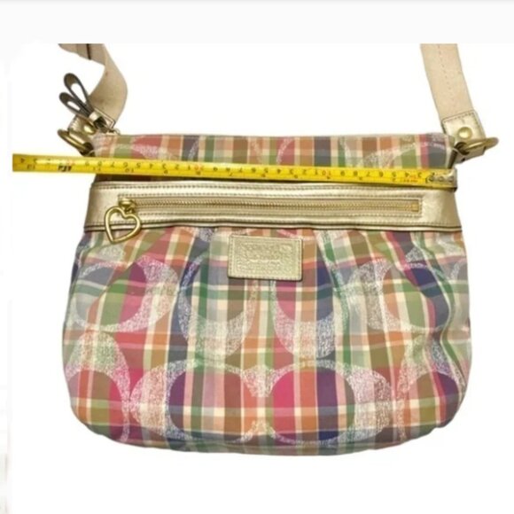 Coach Poppy Daisy Madras Pastel Tartan Plaid Crossbody Purse - Picture 16 of 16